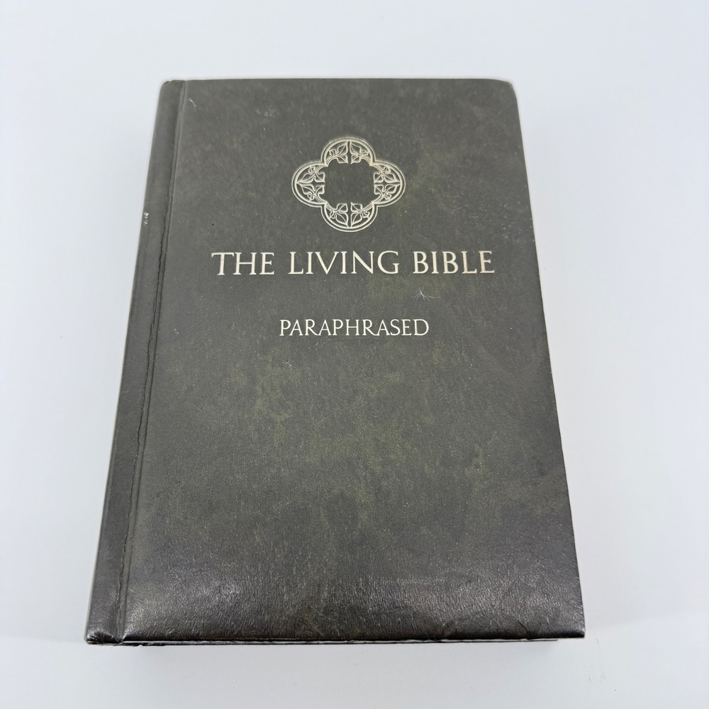 Tyndale The Living Bible Paraphrased Black Faux Leather 1973 Vintage